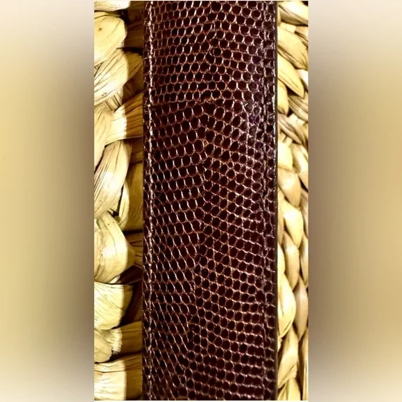 🐈⬛BRIGHTON🐈⬛ LEATHER SNAKE EMBOSSED TEXTURE CATS & FLOWERPOT BUCKLE VTG BELT🐈 - Picture 5 of 13